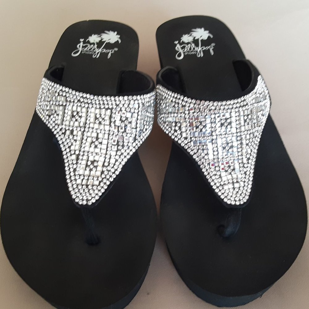 Jellypop women size 7 wedge flip flop sandals